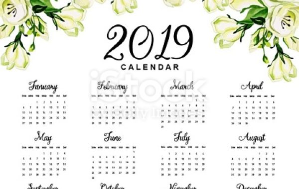 Watercolor 2019 Floral Calendar